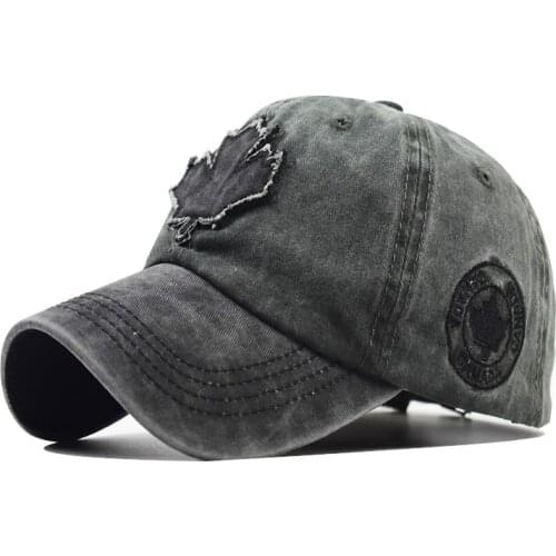 Canada Maple Leaf Embroidery Baseball Cap Women Men Army Green Wash Cotton Snapback Hat Bone Casquette Gorros