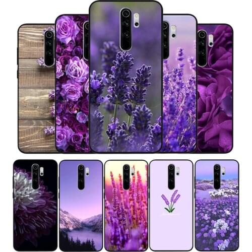 Lavender Purple flower black Phone Case For Xiaomi Redmi note 9 8 7 6 5 4 Pro S for redmi 4A 4X 5 Plus 5A 7A Cover