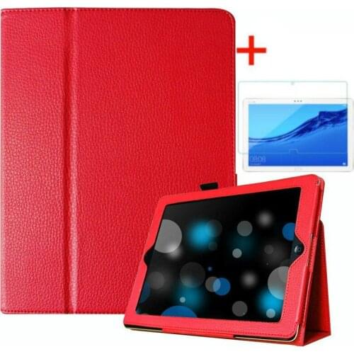 For Apple iPad 2 3 4 Case and Glass Auto Sleep /Wake Up Flip Litchi PU Leather Cover For New ipad 2 ipad 4 Smart Stand Holder