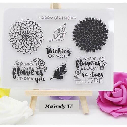 Flowers Leave Scrapbook Clear Stamp DIY Photo Cards Account Rubber Stamp Clear Transparent Stamp Decoration Supplies Card Making