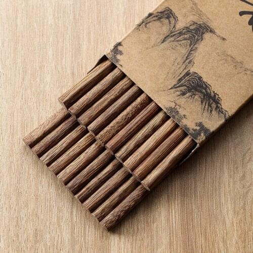 10 Pairs Gift Box Wooden Chopsticks Household Environmentally Friendly Healthy Chopsticks Chinese Round Head Wooden Chopsticks