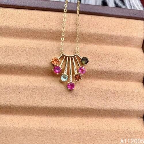 KJJEAXCMY fine jewelry 925 pure silver inlaid natural tourmaline girl new Pendant Necklace classic clavicle chain support test