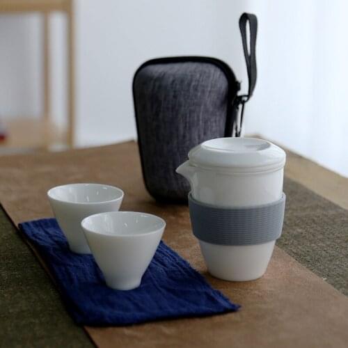 Ceramic teapots gaiwan teacups chinese teaware portable travel tea sets with travel bag Travel Teaware Sets