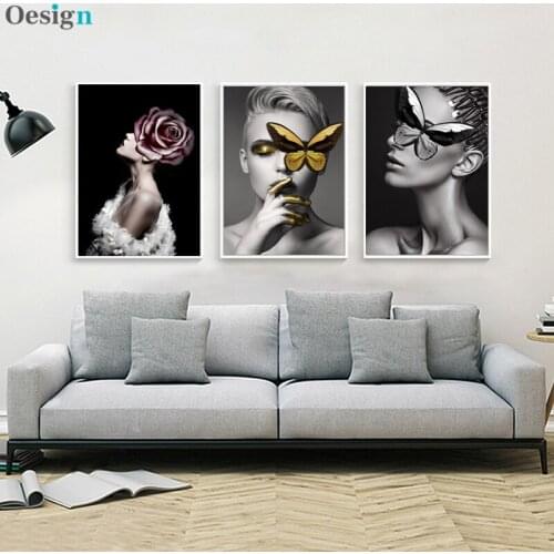 Quadros abstratos para meninas, quadros artísticos para decoração de sala de estar, pinturas decorativas na parede