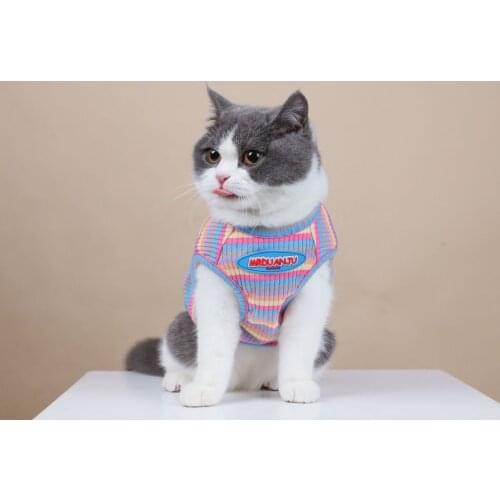 Cat Clothing Summer Clothing Anti-shedding Breathable Striped Vest For Dogs Sleeveless Pet Dress for Dogs Vest For Cats Hoodies