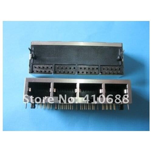 90 pcs 4 Ports 8P8C RJ45 Modular Network PCB Jack 59 8P Side entry LAN Connector Shielded