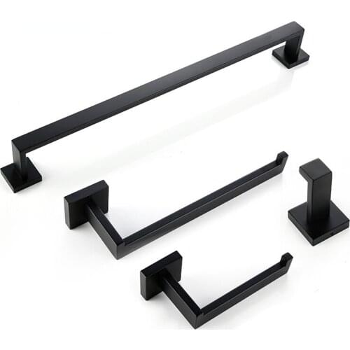 Bathroom Hardware Set Bathroom Accessories Black Robe Hook Towel Rail Bar Rack Bar Shelf Tissue Paper Holder Toothbrush Holder