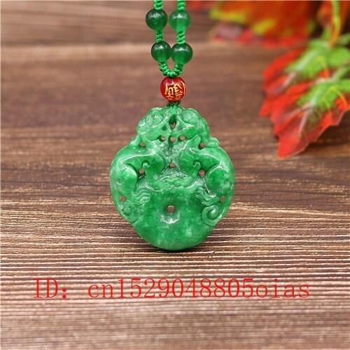 Natural Green A Emerald Jade Pixiu Pendant Necklace Jadeite Jewellery Double-sided Carved Amulet Fashion Gifts for Women Men