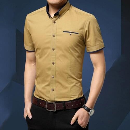 New for 2020! mens summer business shirt turtleneck short sleeve shirt 5XL plus size men shirts casual slim button cardigan sh