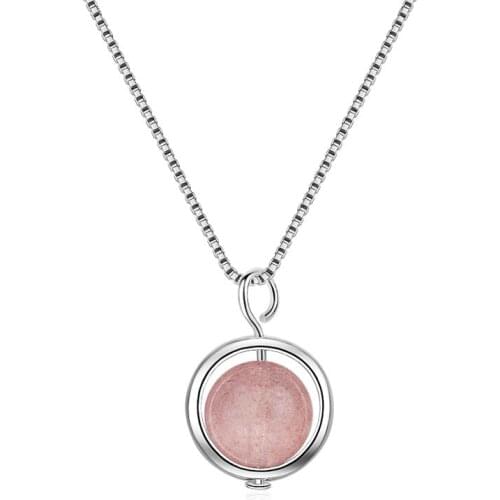 TJP New Fashion Women Pink Crystal Pendants Necklace Jewelry Top Quality 925 Sterling Silver Female Choker Necklace Girl Gift