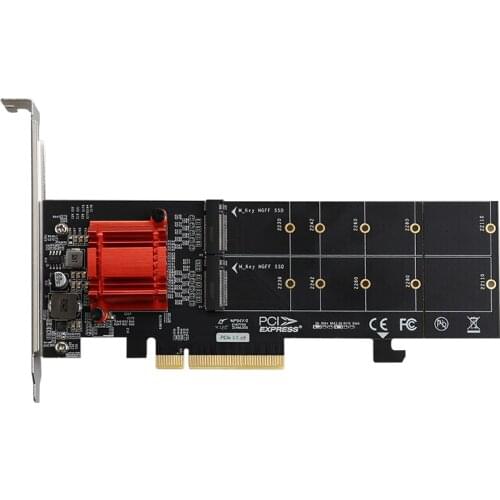 PCIe 3.1 x8 ASM1812 to 2 port M.2 NVMe SSD Adapter expansion card Dual mkey nvme to pci-e converter