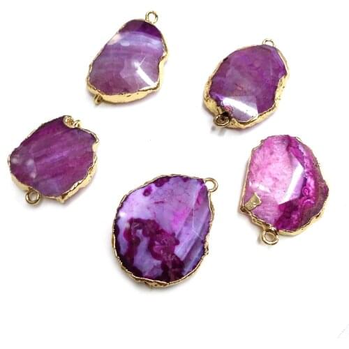 Natural Stone Agates Pendant irregular Shape Double Hole Connector for Jewelry Making DIY Elegant Necklace Bracelet Accessories