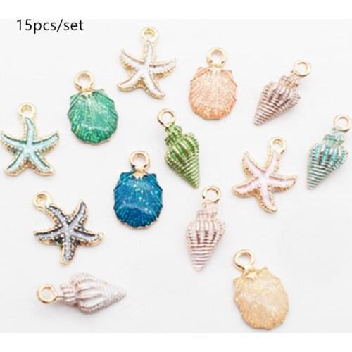 15 Pcs/Set Conch Sea Shell Charms Ocean Pendants Making DIY Handmade Accessories Craft Making or Jewelry Decoration
