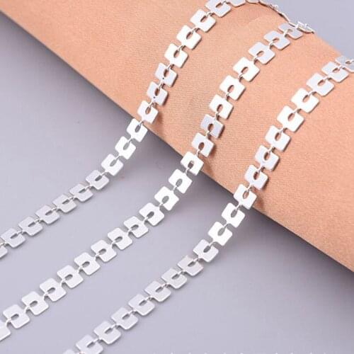 Silver Plated Copper Simple Rectangle Chain Handmade Jewelry Making Findings Component DIY Accessories Wholesale