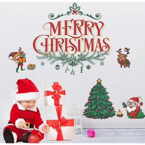 Christmas Easy Paste Removable Waterproof PVC Decorative Wall Sticker TV Background Living Room DIY Holiday Home Accessory
