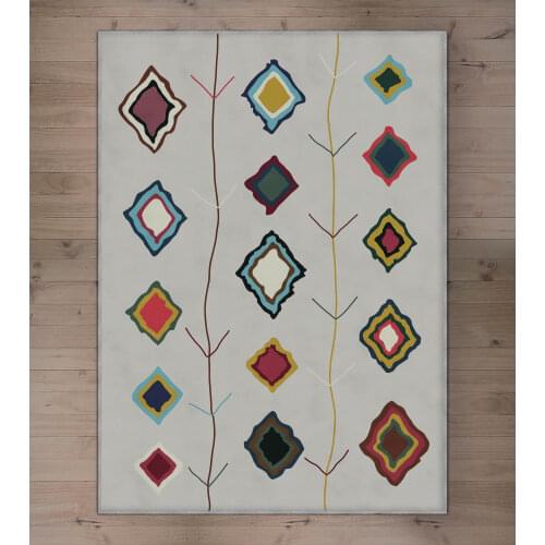 Beyaz Renkli Şekil Desenli şönil orjinal desenli halı oturma odası yatak odası mutfak kaymaz anti alerjik ücretsiz kargo halı