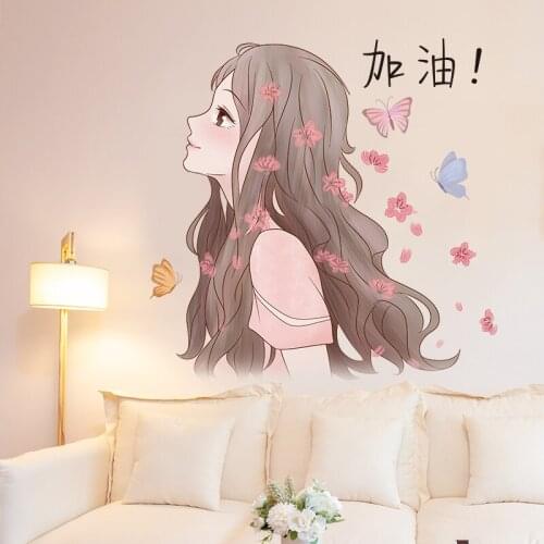 [shijuekongjian] Cartoon Girl Wall Stickers DIY Beauty Mural Decals for Kids Room Baby Bedroom Nursery House Decoration