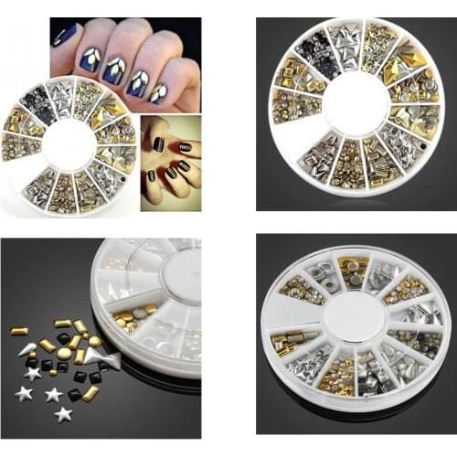 50% OFF 3Colors Rivet Nail Art Decoration Silver/Gold/black Rivet Metallic Studs Nail Art Decoration Round Wheel