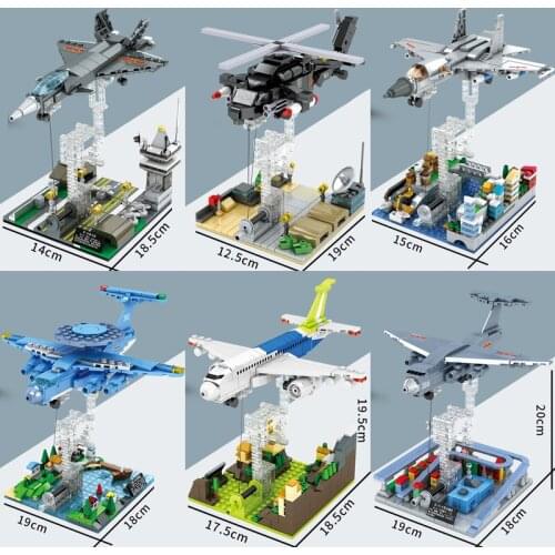 Modern War Military Fighter MOC Plane Gunship Fighter Sets Model Building Blocks Jets Children Kids Toys Brick