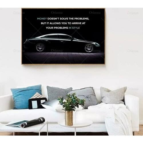 Classy Money Quote Wall Art Canvas Print Motivational Car Art Painting Success Modular Pictures For Living Room Decoration Frame