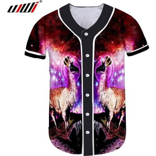 UJWI Autumn New Man Slim fit Baseball T Shirt 3D Printed Starry sky sheep Casual Oversized Costuming Homme Clothing