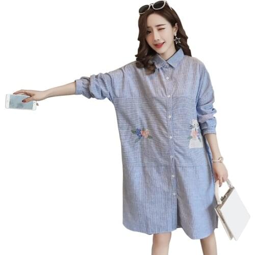 Vetement femme Cotton Maternity Shirt Dress womens clothing Blouse Tops Clothes for Pregnant Women Pregnancy Clothing