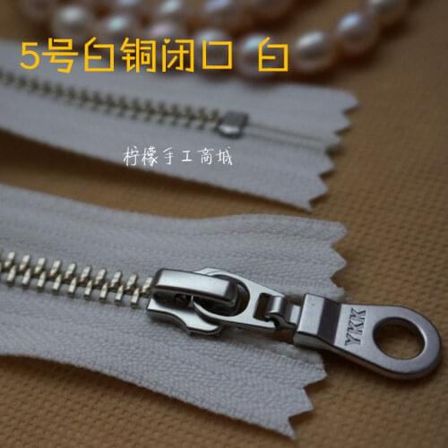 YKK 5 metal white copper closed zipper 15-50cm garment pockets dedicated