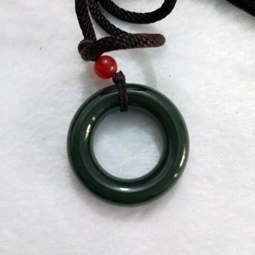 Fine Jewelry Natural Hetian Jade Round Pendant Lucky Blessing Necklace Women Men Gifts Hot 2017