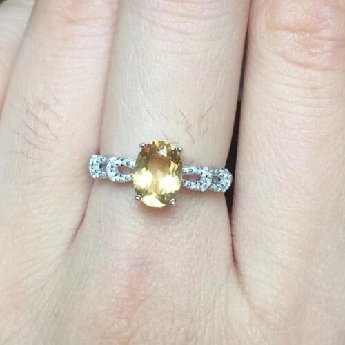 High-quality Citrine Real 925 Sterling Silver Ellipse Gemstone Ring Fashion Fine Wedding Jewelry for Women Free shipping