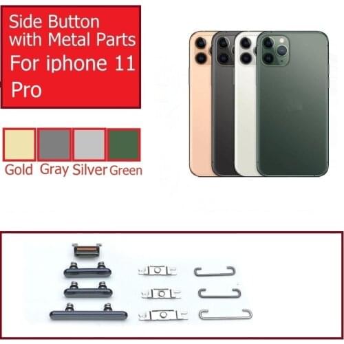 1set Power Mute Volume Button+Bracket Iron Hook For iPhone 11 Pro Power Volume Mute Side Key & Small Metal Replacement Parts
