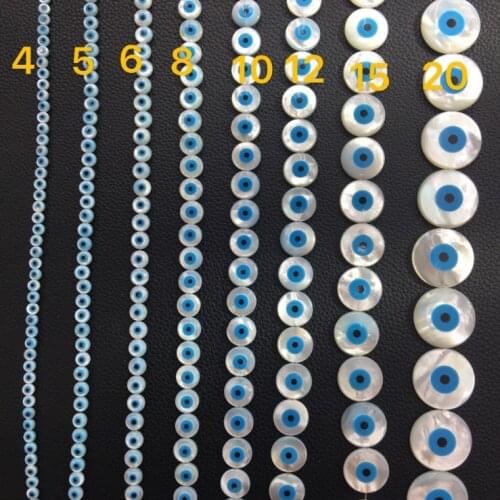 100pcs/lot 4-20mm Natural Blue Round Evil Eye Mother of Pearl shell for DIY Jewelry Round Blue Evil eye MOP Pearl Shell Beads