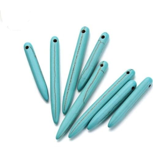 100pcs/Lot Blue Turquoises Beads Size 5*30 5*35 5*40 5*45 5*50mm Loose Natural Stone Beads For Jewelry Making Diy Necklace
