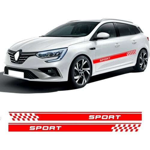 2 PCS Car Styling Door Side Stripes Skirt Stickers Body Decor Vinyl Decal For Renault Megane 2 3 4 2009-2020 Car Accessories