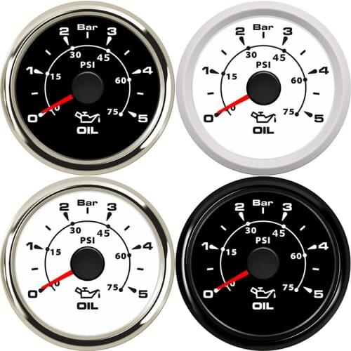 52mm Fuel Pressure Gauge 0~5 Bar 0-10Bar Waterproof Oil Pressure Meter 0~75 psi with 7 Colors Backlight Fit Boat Car oil press