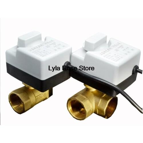 AC220V 3-Wire Two Control Brass Motorized Ball Valve Electric Actuator 3 Ways /2 Way DN15 DN20 DN25 DN32 DN40 with Manual Switch