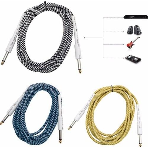 Musical Instrument Audio Cable Audio Guitar Cable Guitar Bass 6.35mm*3m 1/4" Mono Male To Male Braided Connecting Wire Cord