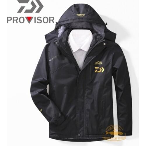 DAIWA Fishing Clothes Men Winter Outdoor Sports Plus Velvet Waterproof Fishing Jackets Warm Mountaineering Cold Fishing Jackets