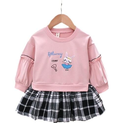 Girls Long Sweaters Autumn Dress 2021 Children Autumn Children Fake Two Sweaters and Dresses Toddler Girl Christmas Outfits