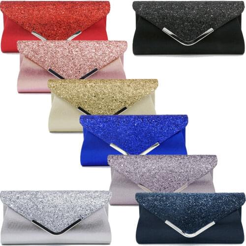 Women Glitter Shiny Bling Women Evening Clutch Handbag Purse Wedding Party Prom Bag Hanbags