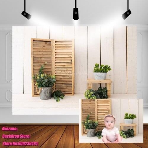 Avezano Photography Background Birthday Baby Shower Backdrop Spring Potted Plants Board Newborn Studio Photozone Photocall Decor