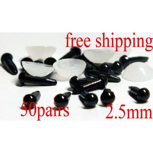 Free shipping!!!100pcs(50pairs)black Plastic Safety Eyes making doll findings--2.5mm