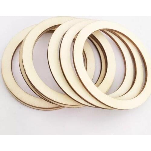 Laser cut out shape unfinished blank circle wooden rings circular