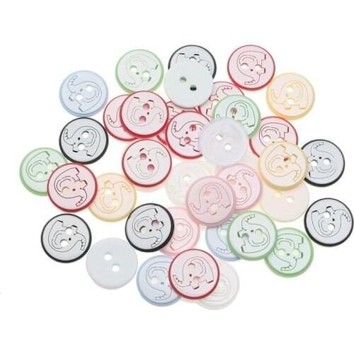LF 50Pcs Resin Elephant Sewing Buttons With 2 Hole For Cloth Needlework Flatback Scrapbooking Crafts Decorative Diy Accessories