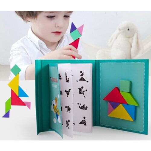 Magnetic 3D Puzzle Jigsaw Tangram Thinking Training Game Baby Montessori Learning Educational Wooden Toys for Children