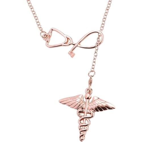 Medical Jewelry Stethoscope Necklace Heart Angle Pendant for Medical Student Doctor Nurse Gift Fashion Jewelry Accessories