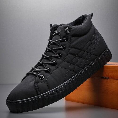 Men Keep Warm Shoes Men Casual Shoes Sneakers Outdoor all black gray Comfortable Short Plush Winter Snow shoes A32-50