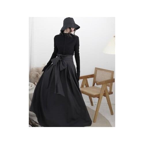 Small dark designer irregular deconstruction half-length skirt, high waist, slim skirt, a-line fashion
