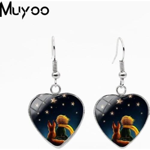 2019 New Le Petit Prince Heart Fish Hook Earring The Little Prince Jewelry Fairy Tale Stainless Steel Pendants Hook Earrings
