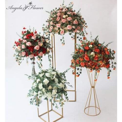New table flower centerpiece plants vine DIY wedding decor backdrop artificial flower ball silk floral bouquet wisteria rose