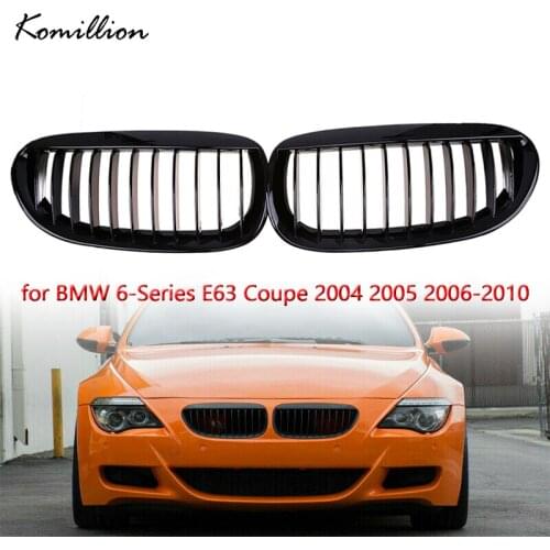 2Pcs Car Front Center Hood Grilles Gloss Black Racing Grille for BMW 6-Series E63 Coupe 2004 2005 2006 2007 2008 2009 2010
